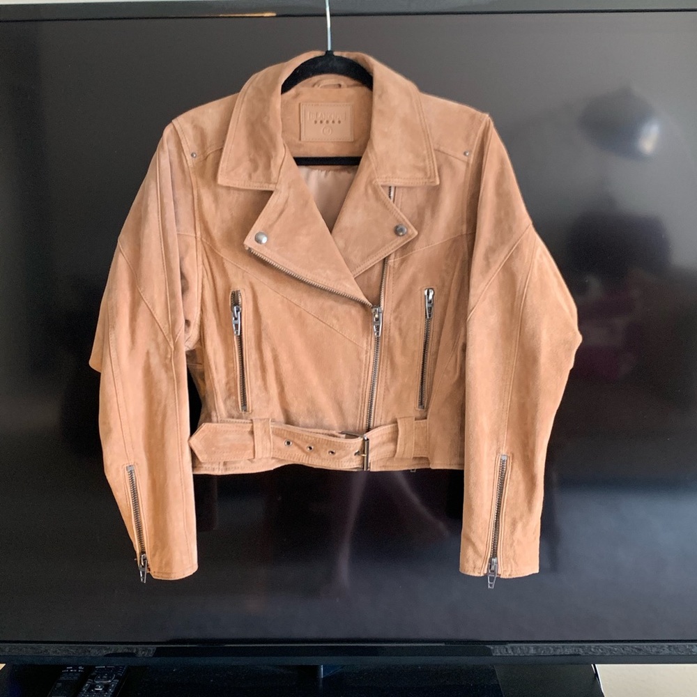 BLANK NYC Moto Suede Jacket M -TAN